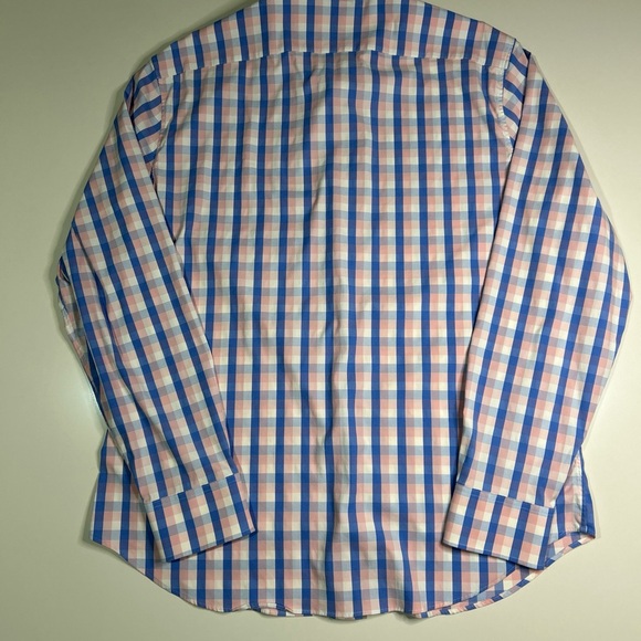 Bonobos Shirt Men’s XL Blue Pink White Plaid Long Sleeves Nylon Spandex Slim Fit - Picture 2 of 8